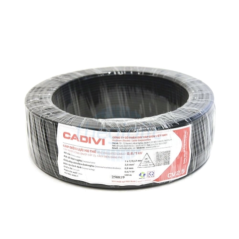 DÂY ĐIỆN ĐƠN CADIVI CV-4 4MM² MÀU ĐEN