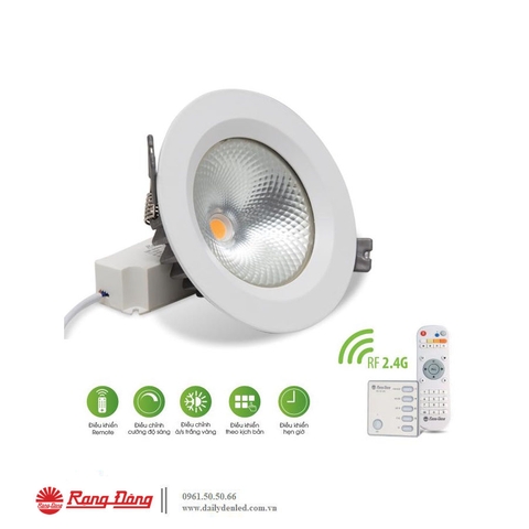 Đèn LED âm trần Downlight COB Remote 76/7W - Rạng Đông