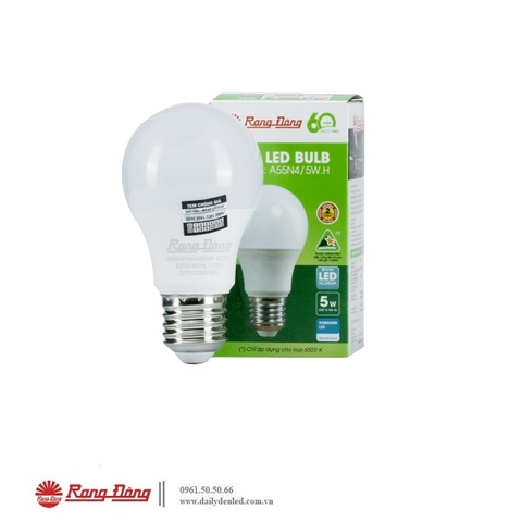 Bóng đèn LED đui xoáy E27 A55N4/5W.H Rạng Đông