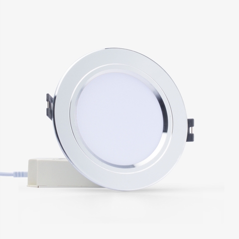 ĐÈN LED ÂM TRẦN DOWNLIGHT ĐỔI MÀU AT10 VIỀN BẠC 90/8W
