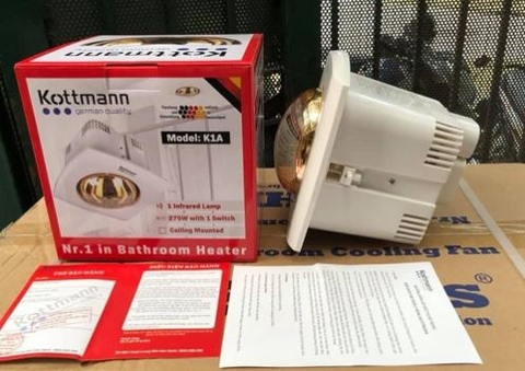 Đèn sưởi 1 bóng âm trần Kottman dùng công tắc K1A