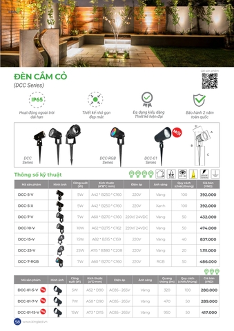ĐÈN CẮM CỎ DCC-01-7-V 7W KINGLED