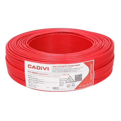 DÂY ĐIỆN ĐÔI CADIVI VCMD 2X1.5MM² MÀU ĐỎ
