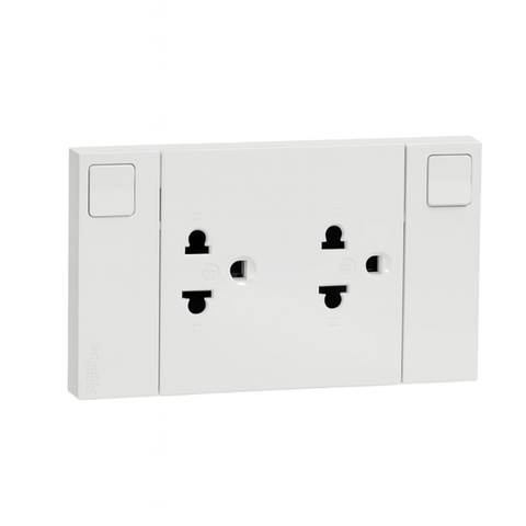 BỘ Ổ CẮM ĐÔI 3 CHẤU 16A CÓ CÔNG TẮC AVATARON A SCHNEIDER M3T_SIS_WE (CẮM NHANH)