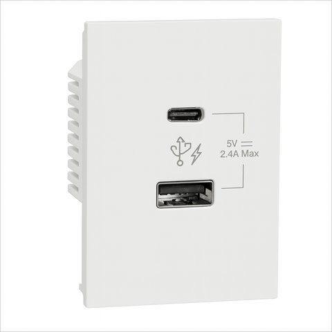 Ổ SẠC USB TYPE A+C, 2.4A SIZE 2S AVATARON A SCHNEIDER M3T_USB2_WE