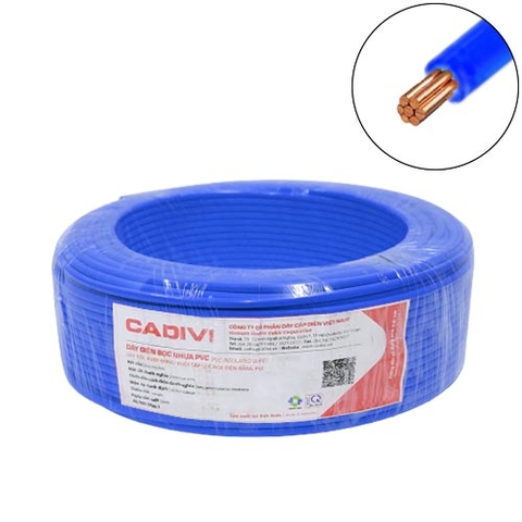 DÂY ĐIỆN ĐƠN CADIVI CV-4 4MM² MÀU XANH DƯƠNG