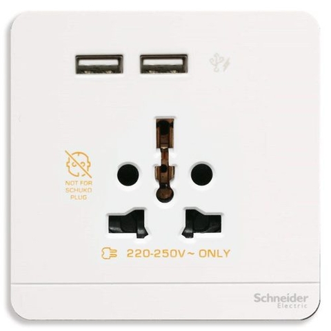 BỘ Ổ CẮM ĐA NĂNG VÀ SẠC USB ĐÔI SCHNEIDER E8342616USB_WE_G19 / E8342616USB_WG_G19 / E8342616USB_WD