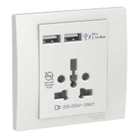 BỘ Ổ CẮM ĐA NĂNG VÀ SẠC USB ĐÔI SCHNEIDER KB42616USB_WE_G19 / KB42616USB_AS_G19