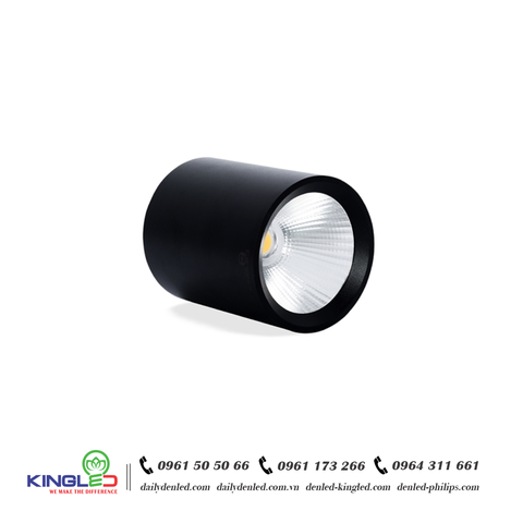 Đèn LED ống bơ lắp nổi 18W COB vỏ đen Kingled