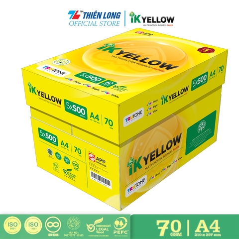 Giấy In IK Yellow A4 Định Lượng 70 gsm