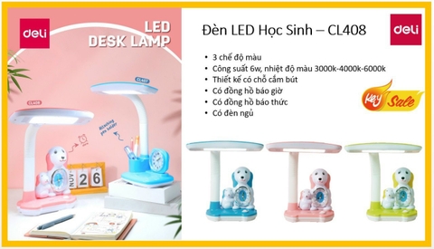 Đèn bàn DELI cao cấp hình chó màu xanh-CL408-XD