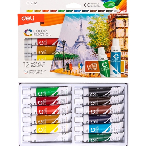 Màu nước Acrylic dạng tuýp 24 màu DELI EC12-24