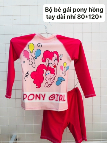 Bộ đồ bơi dành cho bé gái Pony hồng tay dài 90 *130* (Bộ gồm áo + quần)