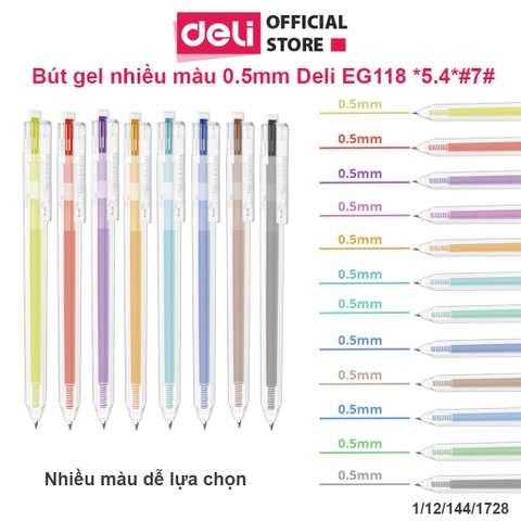 Bút gel 0.5mm DELI EG118 (nhiều màu)