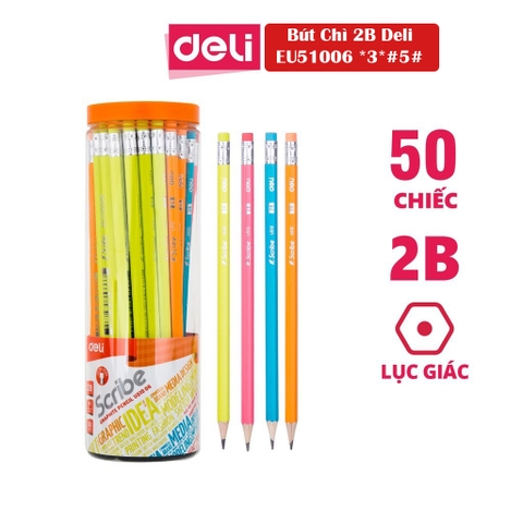 Bút chì Học Sinh 2B DELI U51006 (50C/Ống)