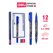 Bút Dạ Kính 2 Đầu Xanh DELI EU10430