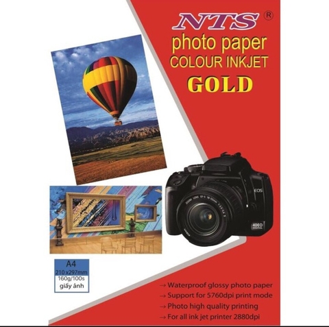 Giấy In Ảnh A4 Gold Định Lượng 160 gsm 2 Mặt 50 Tờ