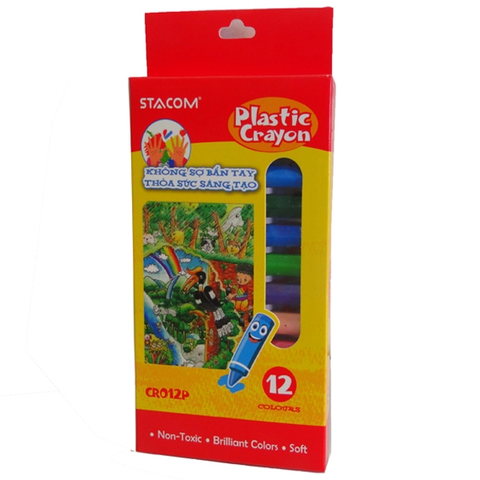 Sáp màu xóa được - 24 màu- Plastic Crayon STACOM CR024P