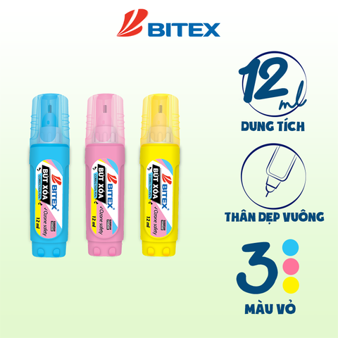 Bút xóa thân màu - B - CP04 BITEX (12 cây - hộp)