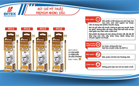 Bút chì Mỹ thuật 4B Premium nhúng dầu - PC14 BITEX ( 12 cây - hộp)