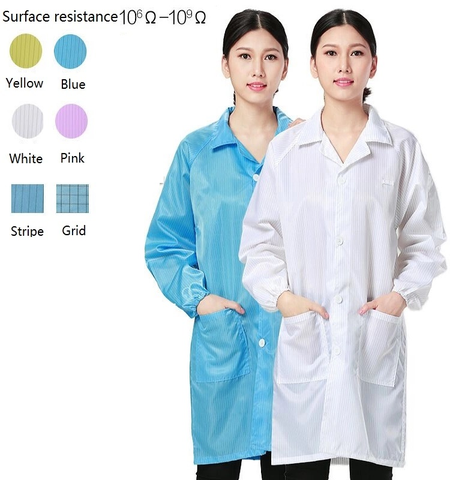 Áo Blouse Chống Tĩnh Điện, Dây Kéo size XXXL màu Xanh