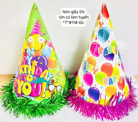 Nón giấy sinh nhật Lớn có Kim Tuyến *7* (Lốc)
