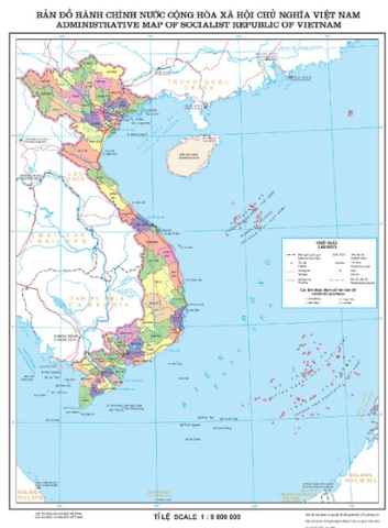 Bản đồ Hành chính Việt Nam 63 tỉnh (Tiếng Việt, Khổ A0) *30,2* (Tờ)