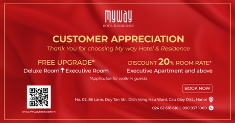 MY WAY HOTEL & RESIDENCE RA MẮT CHƯƠNG TRÌNH TRI ÂN KHÁCH HÀNG THÁNG 8