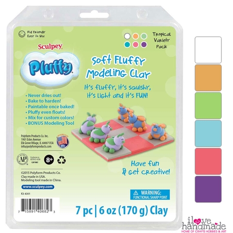 Bộ đất sét nung Sculpey Pluffy Multipack - Tropical 170g