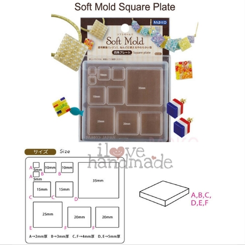 Khuôn resin làm trang sức hình vuông - Soft Mold Square Plate