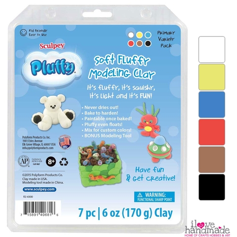 Bộ đất sét nung Pluffy Multipack - Primary 170g