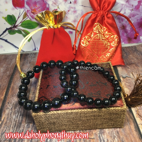 VÒNG TAY THẠCH ANH TÓC ĐEN (ĐẶC)