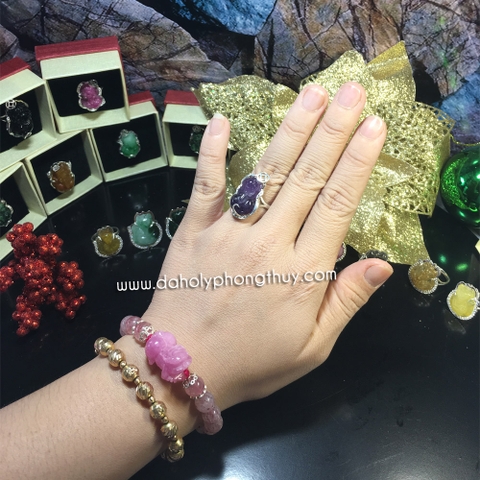 NHẪN TỲ HƯU THẠCH ANH TÍM