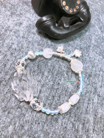 Vòng Tay Hồ Tiên Chúa Đá Mặt Trăng , Thạch Anh Trắng