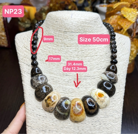 Vòng cổ bản rêu mix viên bạch cam cát NP23