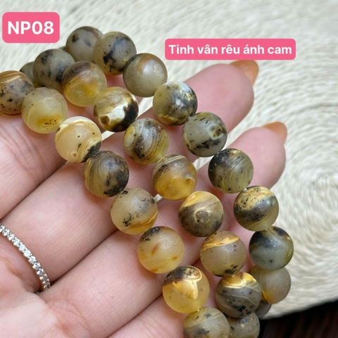 lắc tay rêu tinh vân ánh cam size 11mm NP08