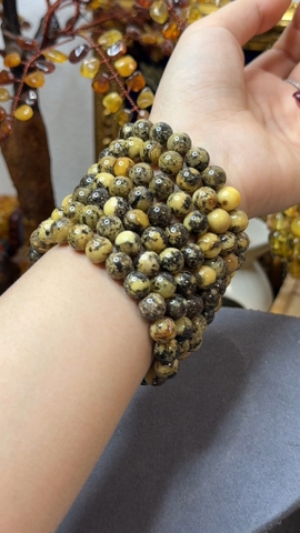 Lắc tay hổ phách mộc sáp vàng NP37