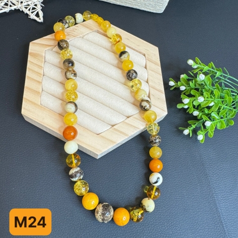 Vòng Cổ đa sắc hổ phách size 11.6->16mm M24