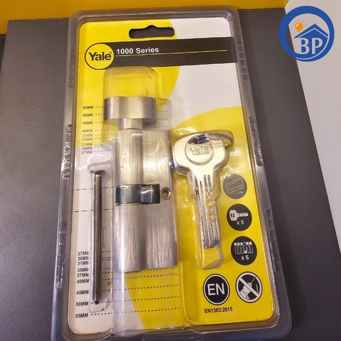 Ruột Khóa YALE 10-1003-3535-CK-22-01, Nickel Mờ, đầu vặn đầu chìa, dài 70mm