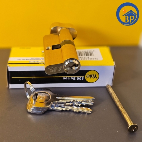 Ruột Khóa Yale 10-0503-3535-CK-02-11, Đồng Bóng, đầu vặn đầu chìa, dài 70mm