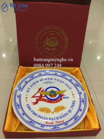 Đĩa Bát Tràng in logo đường kính 30cm