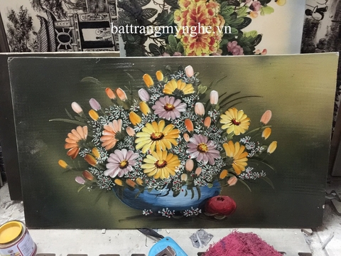 Tranh sứ vẽ hoa khổ 50x80 mẫu 3
