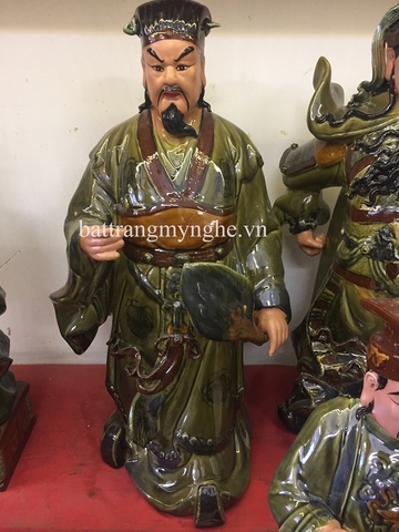 Tượng Khổng Minh - men xanh ngọc- hàng kĩ - cao 75 cm
