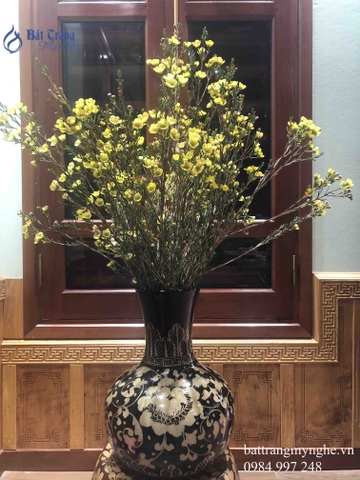 Lọ hoa dáng tỏi men nâu cao 40cm
