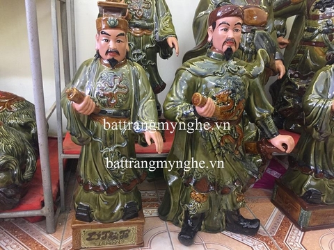 Tượng đôi văn võ: Lý Thái Tổ và Trần Hưng Đạo - men xanh ngọc- hàng kĩ - cao 80 cm