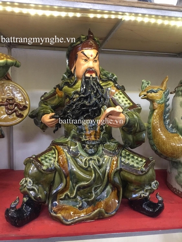 Tượng quan công cao 70cm men xanh