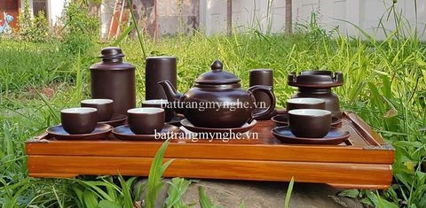 Bộ ấm chén dáng ML kim sa đầy đủ phụ kiện