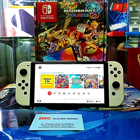Switch OLED white set hàng 2ND HAND m.chip, thẻ 128gb