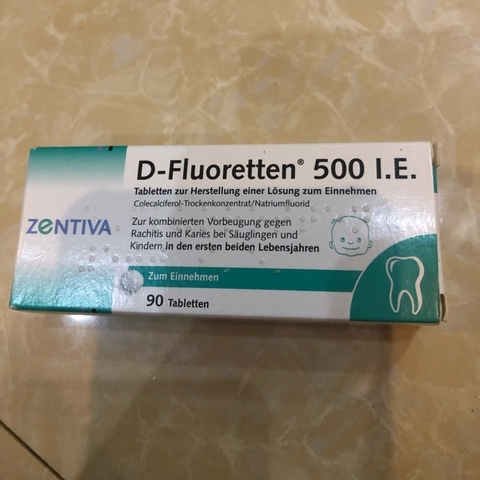 Vitamin D-Fluoretten 500 IE bổ sung D3 để trẻ giai đoan 17 ngày tuổi - 2 tuổi hấp thụ canxi tốt hơn
