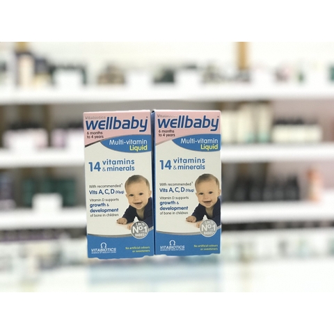 Vitamin Tổng Hợp 14 vitamins và khoáng chất Wellbaby Tăng Đề Kháng Cho Bé 6 tháng – 4 tuổi 150ml